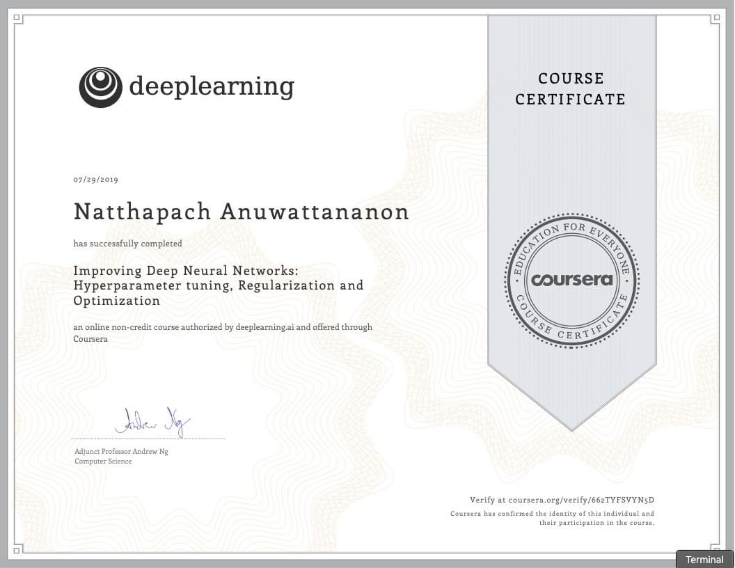 Improving Deep Neural Network: Hperparameter tuning, Regularization and Optimization